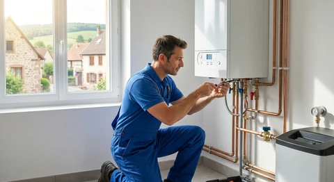 Installation et mise en service d'une nouvelle chaudière à gaz hybride